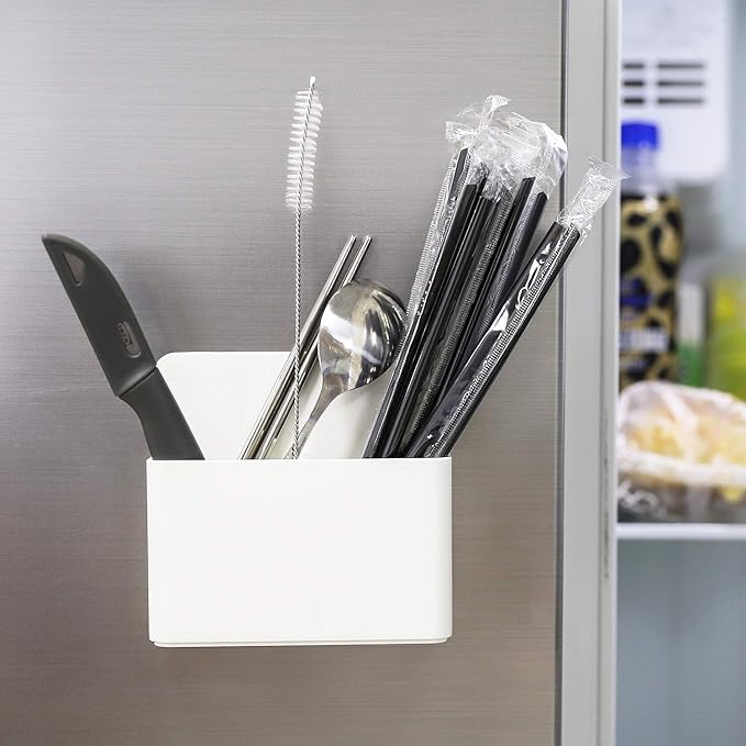 MoKo Magnetic Dry Erase Marker Holder, Magnetic Pen Holder for Whiteboard, Refrigerator, Storage Pencil Organizer Locker Accessories for School, Office, Home - White