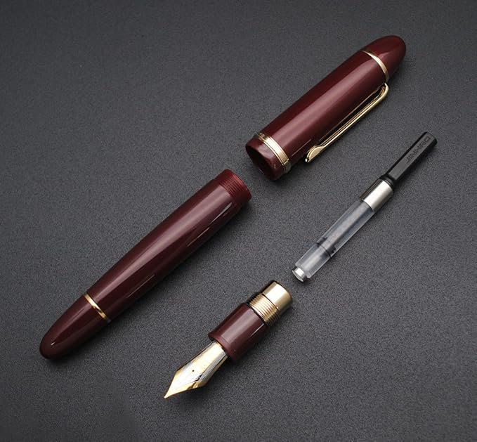 JINHAO X159 Fountain Pen (F Nib 0.5mm, Wine Red with Gold Clip)