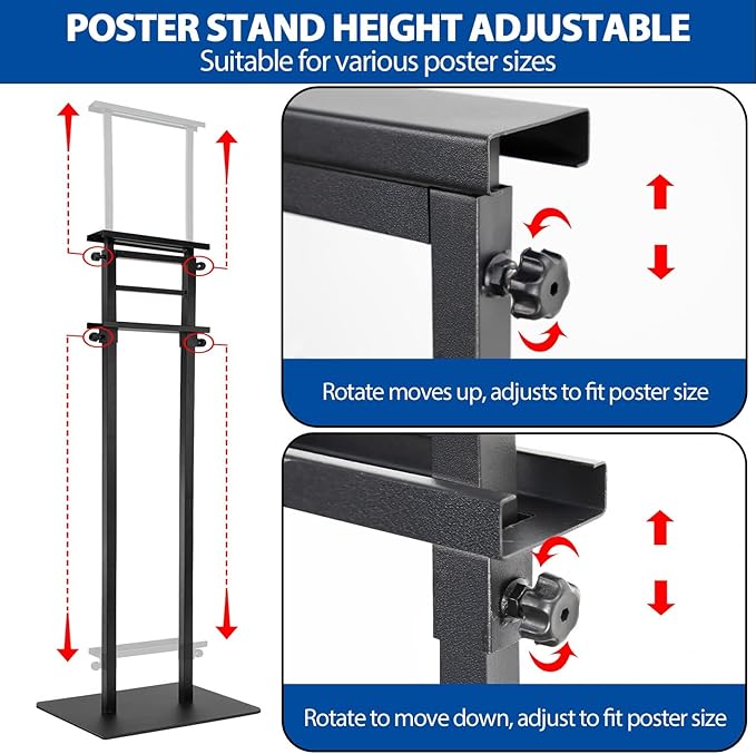 VAIIGO 4-Pack Poster Stand - Heavy Duty, Double-Sided, Adjustable Height Up to 80 inches, Outdoor Banner Stand - Black