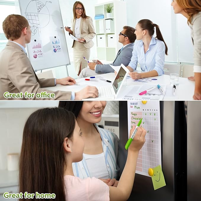 Thenshop 200 Pack Dry Erase Markers Bulk with 4 Magnetic Erasers Fine Tip Dry Erase Markers Whiteboard Pens Bulk for Office Supplies(Cute Color)