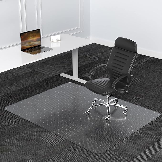 Office Chair Mat for Carpets - 46” x 60” Clear Carpet Chair Mats for Low Pile Carpeted Floors Home Office, Studded Floor Mat for Office Chair on Carpet