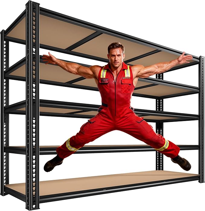ROOMFAVE 60" W Garage Shelving 72" H Metal Shelving 3500LBS Storage Shelves Heavy Duty 5 Tier Adjustable Shelving Unit for Storage Rack Pantry Shelf Commercial,60" W x 18" D x 72" H