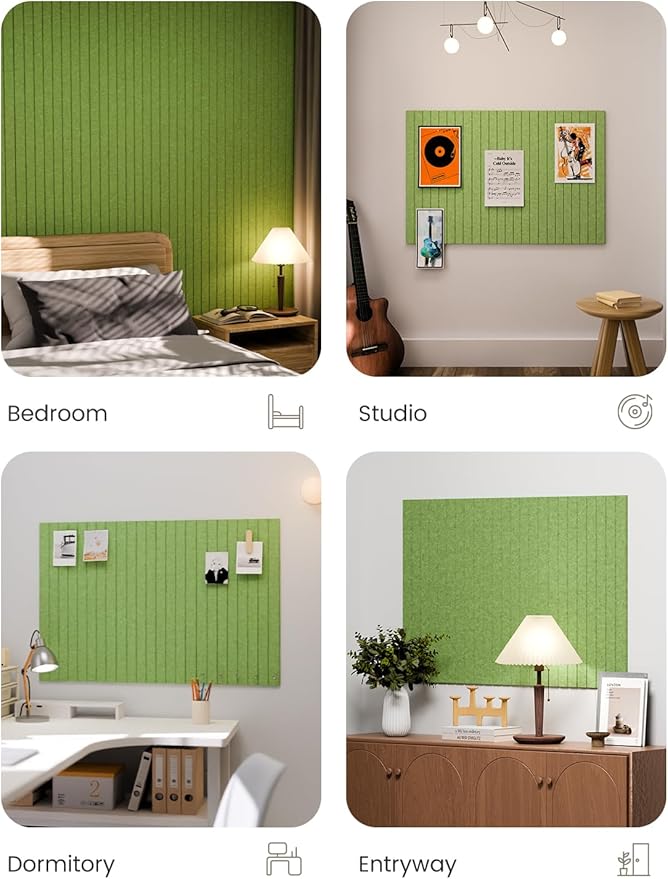 Fluxynara Large Felt Bulletin Board 48" x 36" Cork Board Alternative - 6 Pack with 40 Safe Removable Adhesive Tabs, Cork Boards for Walls Cork Board for Home Office Classroom Pin Board-Kelly Green