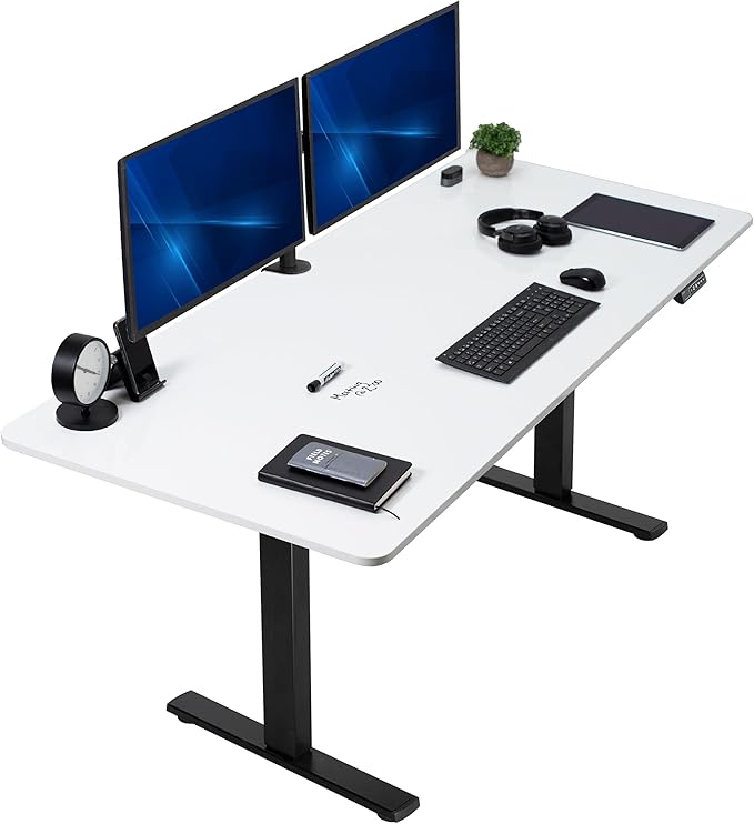 VIVO Electric Dry Erase 71 x 30 in Standing Desk, Memory Height Adjustment, 1B Series, Holds 220 lbs, Whiteboard Top Black Frame, DESK-KIT-1B7WE