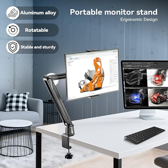Feising Mount Soporte para Tablet/Portable Monitor/Ereader - Strong Bearing Weight over 5.5lbs with Built-in Adjusting Wrench with 360°Rotate Base Fits for ipad 4.7-15.6" Tablet Stand Holder