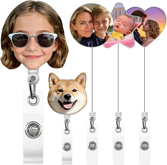 Custom Badge Reel Personalized Retractable ID Badge Holder with Your Photo Customized Photo Badge Reel for Nurse, Doctor, Teacher, Student, Office Worker Custom ID Badge Holder with Alligator Clip