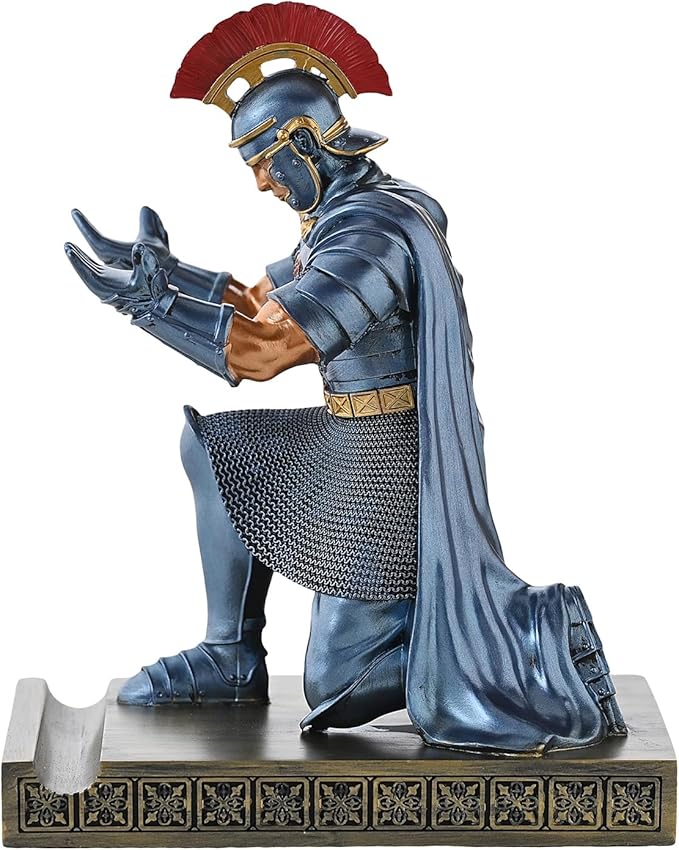 CYXStar Roman Praetorian Prefect Warrior Knight Pen Holder Desk Ornament Resin Praetorian Guard Mobile Phone Stand Desk Accessories and Organizer for Office with a Letter Opener (Blue)