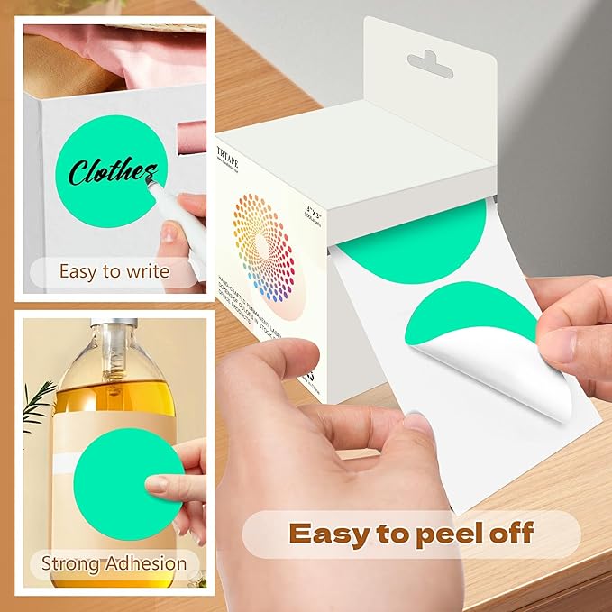 3 Inch Round Color Coding Labels (500 per Roll) - Colored Dot Stickers Round Labels for Inventory, Warehouse, Office Organizing - Aqua Circle Stickers