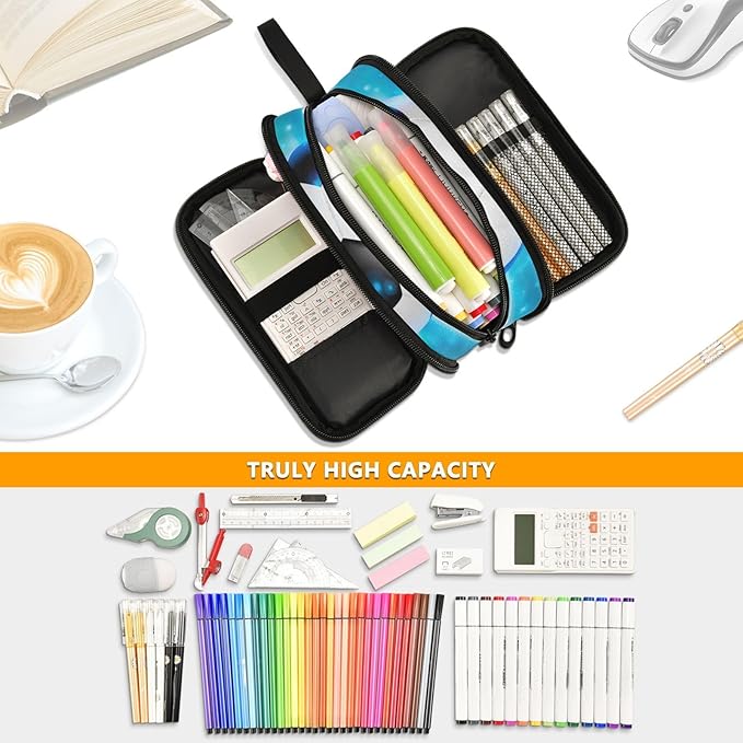 BOENLE Custom Soccer Ball on Field Pencil Case Box Boys Girls Personalized Name Large Pencil Pouch Stationery Pen Bag Organizer for Kids Adults School Office