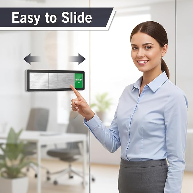 Office Door Signs-Meeting in Progress Door Sign with 6 Options, Do Not Disturb, In a Meeting, Out of Office, Please Knock, Working from Home, Back Soon, Business Privacy Sign Shows the Status of the Person Inside the Room