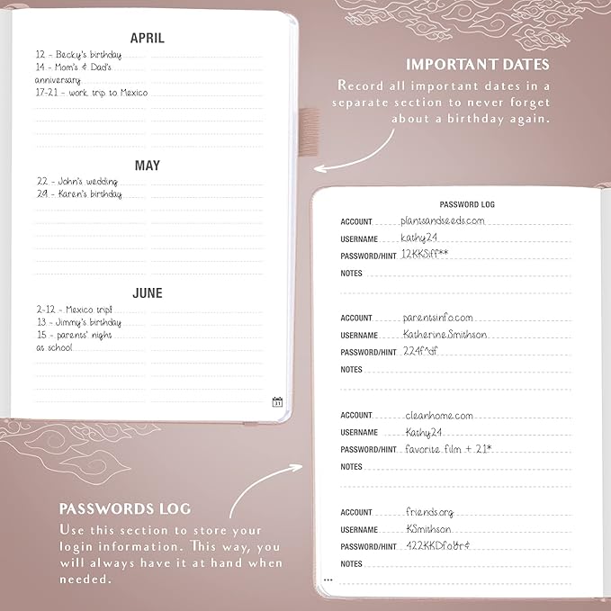 Legend Planner Address Book with Alphabetical Tabs – Mini Telephone Contacts Book for Phone Numbers, Addresses, Passwords, Small (Rose Gold)