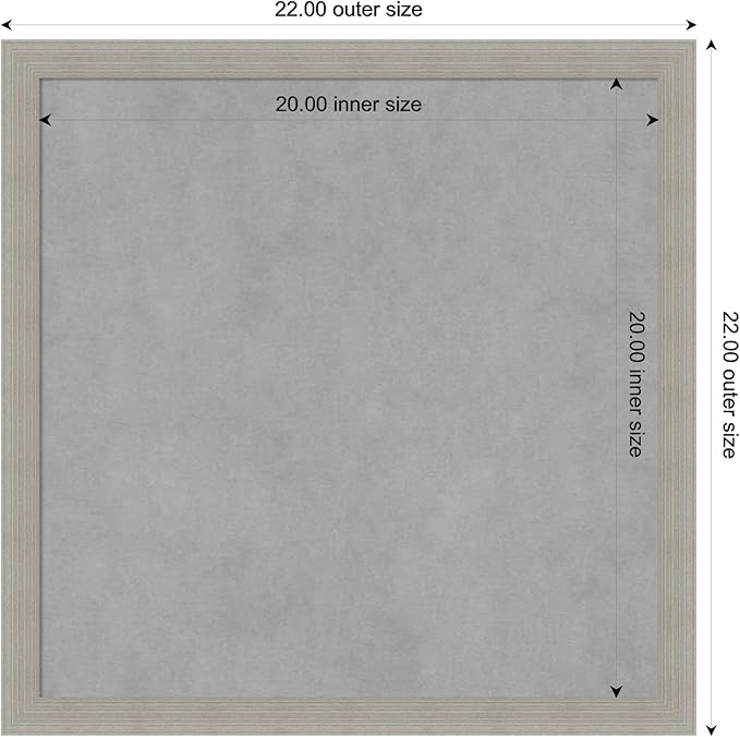 Amanti Art Grey Framed Magnetic Board 22x22 Medium Vision Board for use with Magnets, 100% Metal Sheet to Display Items as Office Decor or for Home Organization in mudroom, Kitchen or Kids Room
