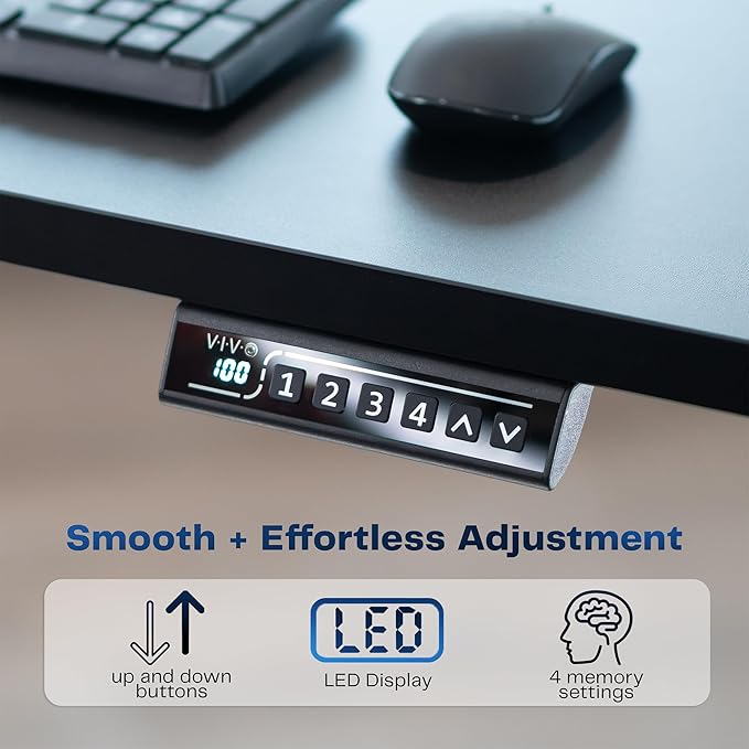 VIVO Electric 71 x 30 in Standing Desk with Full-Size RGB Mouse Pad, Memory Height Adjustment, 1B Series, Holds 220 lbs, Black Top Black Frame, DESK-KIT-1B7BP