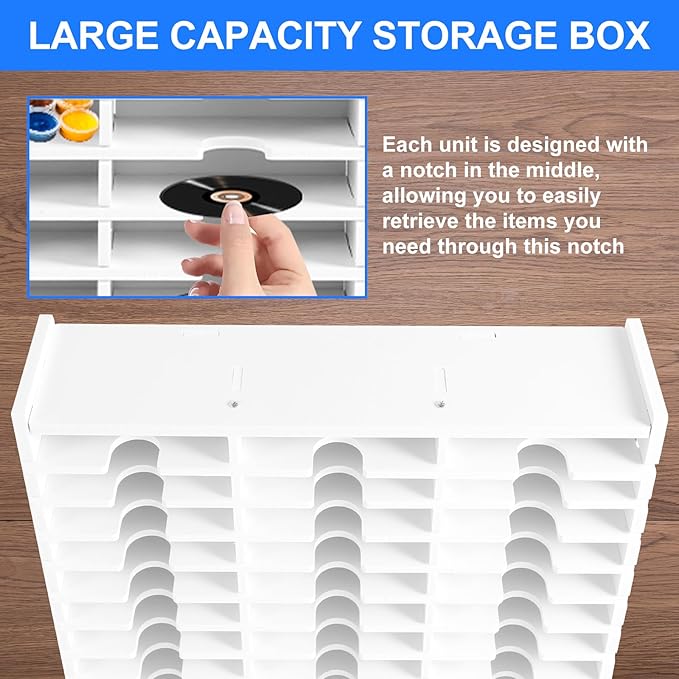 Abizarch 36 Slots Ink Pad Printing Storage Box, Large Capacity Ink Pad Holder for Stamp Up or Ranger Ink Pads Painting Tray Rack for Crafts Supply