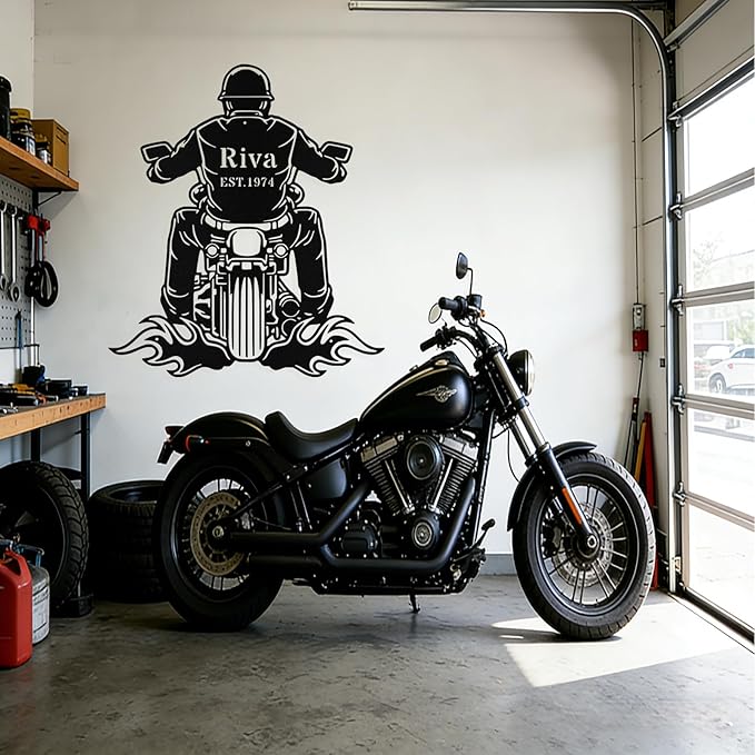 Custom Motorcycle Metal Signs Personalized Biker Name Sign Custom Garage Decor Motorbikes Wall Art Decor Motorcycle Sign Men Room Decorate Gifts for Men Husband Rider