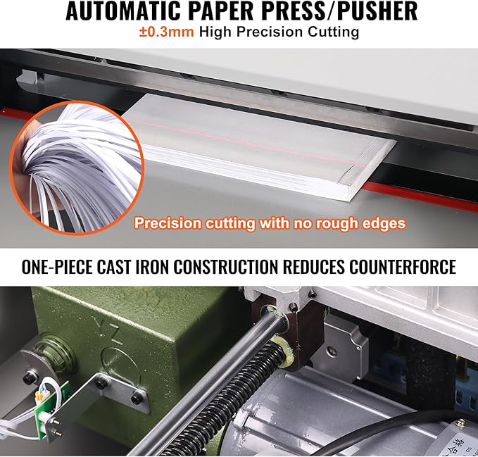 VEVOR Electric Hydraulic Paper Cutter, Heavy Duty Paper Cutter Machine, 1.57 in / 40 mm Cutting Thickness, 18 in / 457.2 mm Cutting Width, Industrial Paper Trimmer with Button Control