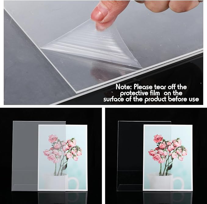 Jetec 20 Packs 8.5 x 11 Acrylic Sign Holder Clear Plastic Frames Acrylic Display Stands Vertical Slanted Back for Displaying Signs and Menus