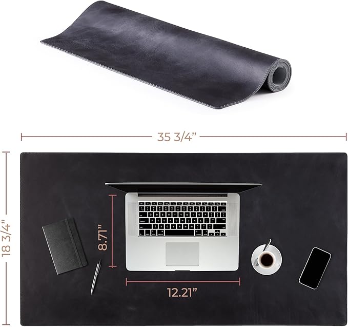 Node Leather - Leather Desk Mat - Executive Real Leather Desk Pad - Genuine Leather Office Desktop mat - Large (18 3/4" X 35 3/4") | Non-Slip Leather Desk Blotter