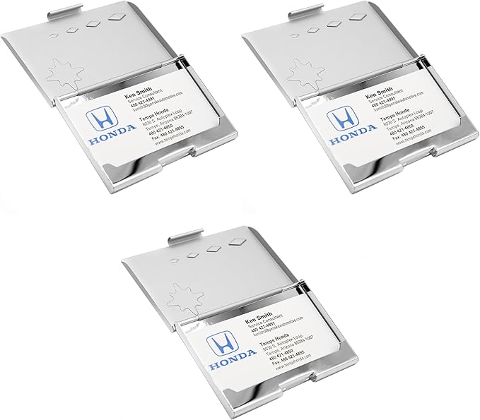 Stephanie Imports Set of 3 Slim & Minimalist Metal Business Card Holder Unisex Case (Silver Asteroid)