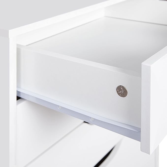 Naomi Home Debbie 7-Drawer Craft & Office Storage Cabinet, White – Rolling File Cabinet with Wheels, Chic Design for Supplies & Folders, 15.7" D x 18.9" W x 34.2" H