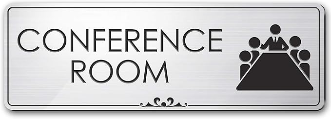 Conference Room Sign Office Meeting Sign, Brushed Silver, Engraved, 3" x 9", Fade Resistance, Indoor/Outdoor Use, USA MADE By My Sign Center