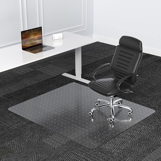 Office Chair Mat for Carpets - 45” x 53” Clear Carpet Chair Mats for Low Pile Carpeted Floors Home Office, Studded Floor Mat for Office Chair on Carpet