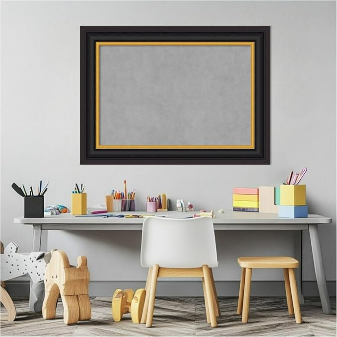 Amanti Art Black Framed Magnetic Board 22x30 Medium Vision Board for use with Magnets, 100% Metal Sheet to Display Items as Office Decor or for Home Organization in mudroom, Kitchen or Kids Room