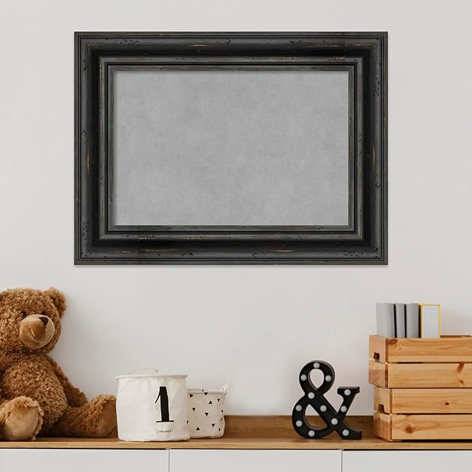Amanti Art Black Framed Magnetic Board 17x23 Small Vision Board for use with Magnets, 100% Metal Sheet to Display Items as Office Decor or for Home Organization in mudroom, Kitchen or Kids Room
