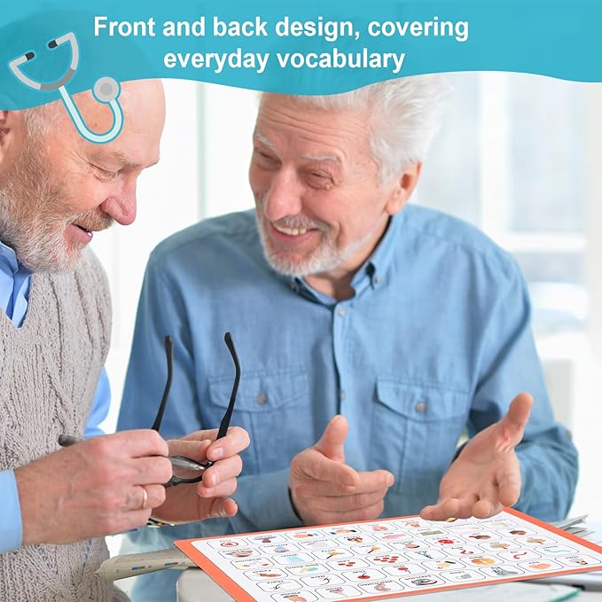 3 Pcs Communication Boards for Non Verbal Adults 11.81 x 8.27 Inches Colorful Picture Symbol Communication Cards Speech Therapy Tools for Autism Aphasia Stroke Patients Hospital Care Home Use
