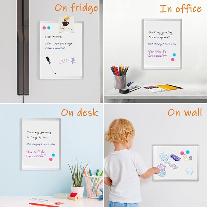 VUSIGN Small Dry Erase Whiteboard, 11 x 14 Inches White Board for Students, Fridge, Locker, Mini Dry Erase Board, Aluminum Frame, 2 Pack
