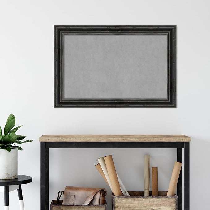 Amanti Art Black Framed Magnetic Board 25x37 Large Vision Board for use with Magnets, 100% Metal Sheet to Display Items as Office Decor or for Home Organization in mudroom, Kitchen or Kids Room