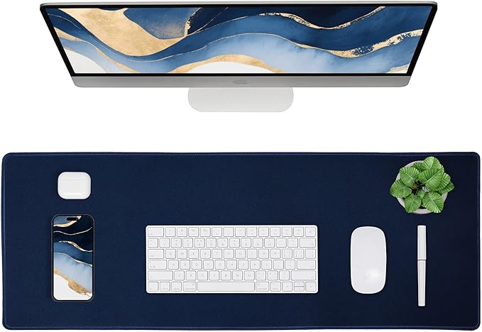 ALOANES Waterproof Mouse Pad with Durable Stitched Edge, Large Gaming Keyboard Pad, Non-Slip Rubber Base Mouse Mat, Desk pad for Gamer, Office & Home, Dark Blue Mousepad 27.6''x11.8''x0.12''