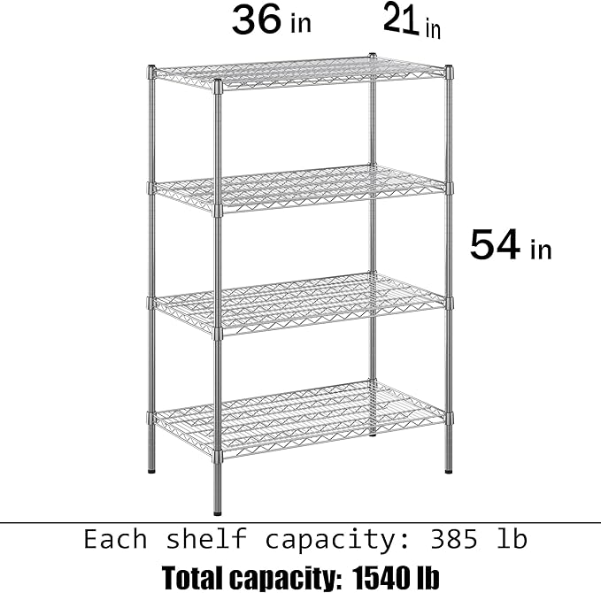 Regal Altair 21" Deep x 36" Wide x 54" Height Wire Shelving Kit | 4-Tier | NSF Commercial Storage Rack Unit