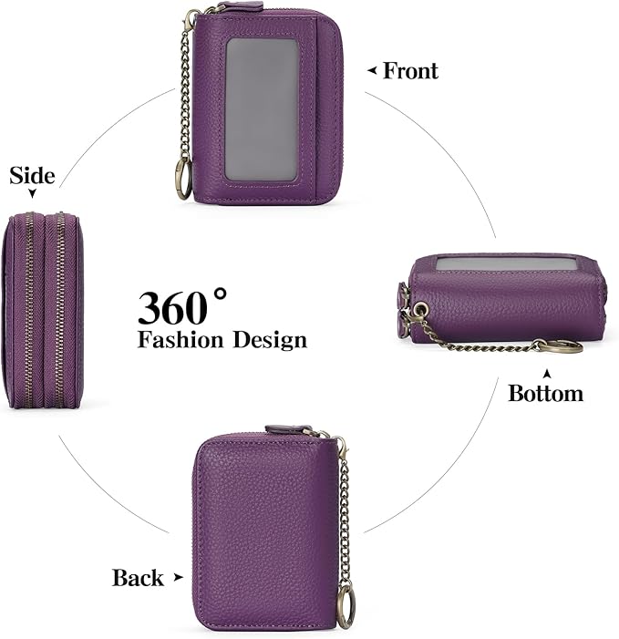 GOIACII Small Genuine Leather Wallet for Women, RFID Blocking Credit Card Holder Wallet