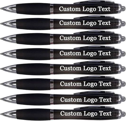 HEYZARDA Personalized Pens with Name Custom Text Logo Retractable Customized Ballpoint Pens for Church Office Business 100 Pcs, Black
