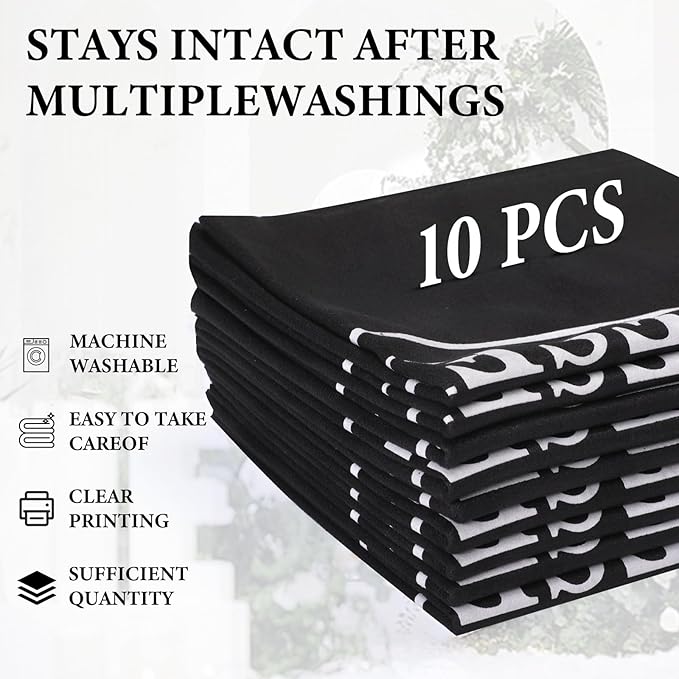 10 Pcs Reserved Chair Signs Cloth Church Placeholder Reserved Pew Signs Chair Reserved Seat Coverswith Printed Words For Weddings, Churches, Eceptions, Cinema,Celebrations, Parties and Events(Black)