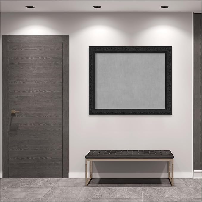 Amanti Art Black Framed Magnetic Board 39x47 X-Large Vision Board for use with Magnets, 100% Metal Sheet to Display Items as Office Decor or for Home Organization in mudroom, Kitchen or Kids Room