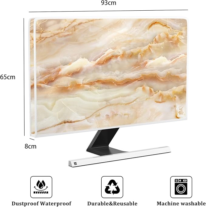 Baocicco Abstract Waterproof TV Screen Cover with Marble Design Aesthetic Television Covers for Xmas Decoration Anti-Static Dustproof Protective Cover for LED LCD OLED TVs 37, 38, 39 Inch