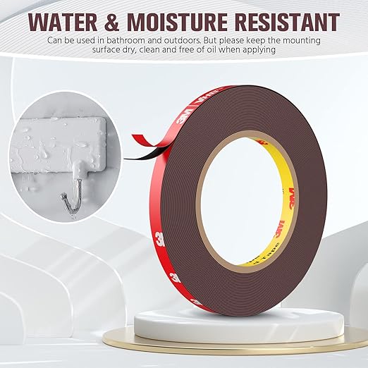 Double Sided Tape, Heavy Duty Mounting Tape Waterproof Foam Tape, 32FT Length, 0.39IN Width for LED Strip Lights, Home/ Office Decor, Made of 3M VHB Tape