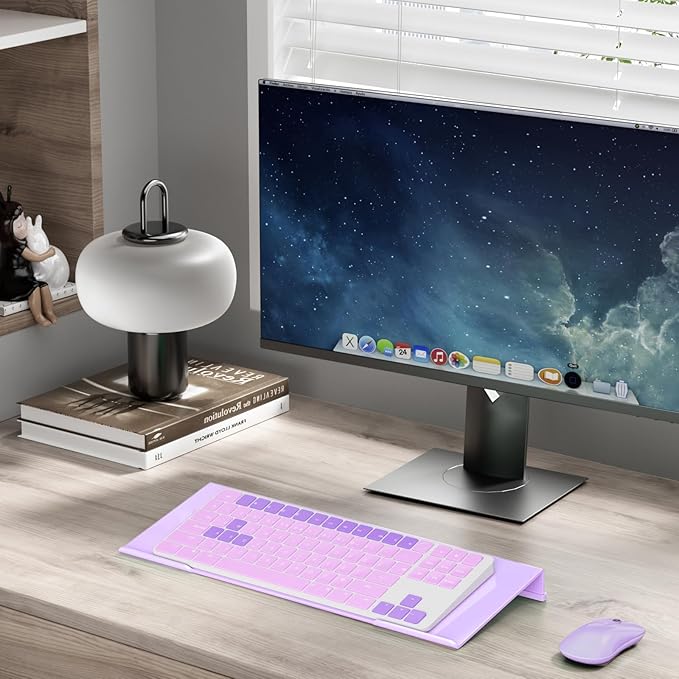 BEEGO Ergonomic Computer Keyboard Stand - Purple Acrylic Keyboard Riser Tilted Keyboard Holder Keyboard Tray with Purple Non-Slip Strip for Easy Typing at Home School Office Desk Accessories