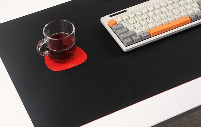 NODITO Dual-Sided Leather Desk Pad,Blotter for Laptop Computer,Mouse Pad,Writing,Drawing,Arts and Craft Mat (17"x35", Black/Red)