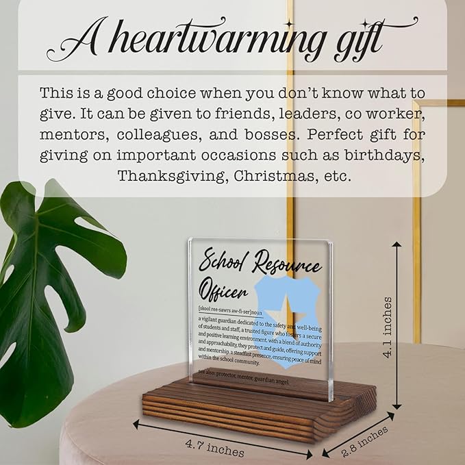 School Resource Officer Gifts, Thank You Appreciation Desk Sign for SROs, Police Officers in Schools, Safety Recognition Plaque for Office Decor Graduation Retirement PA030