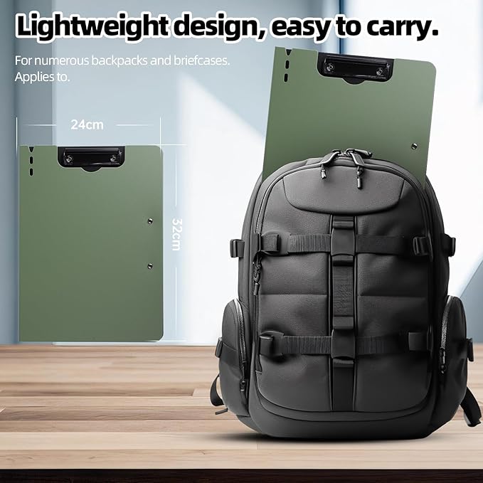 FRETONBA Clipboard Folder, 5 Pack A4 Foldable Clipboard with Horizontal and Vertical Double Metal Clips, 360 Degree Foldable Binder Clipboards with Pen Holder, File Cover Folder Clipboards, Green