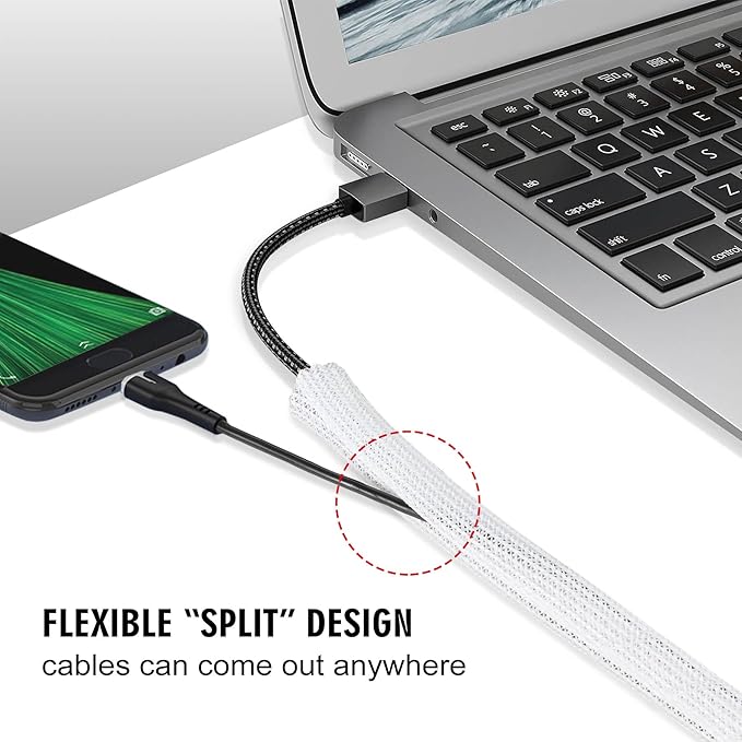 Moxita 10ft - 1/2 inch Cable Sleeve Split Wire Loom Tubing for Power Audio USB Cable, Cord Management for TV Computer, Protects from Pets Chewing, White