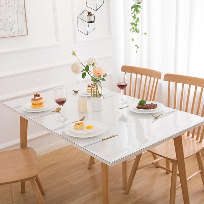 Eisdroma 22 x 60 Inch Clear Table Cover Protector, Clear Table Protector for Dining Room Table, 1.5mm Plastic Table Cover, Waterproof Table Pad for Kitchen, Office