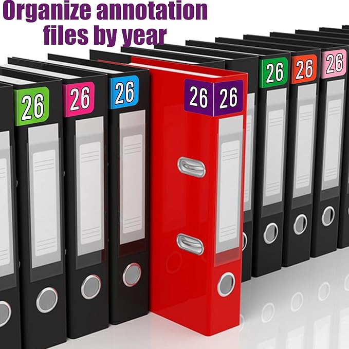 500pcs 2026 Year Stickers, 5x2.5cm/1.97x0.98in 26 Year Colored Self-Adhesive Chart Stickers File Folder Labels for Office Supplies (Night Purple)