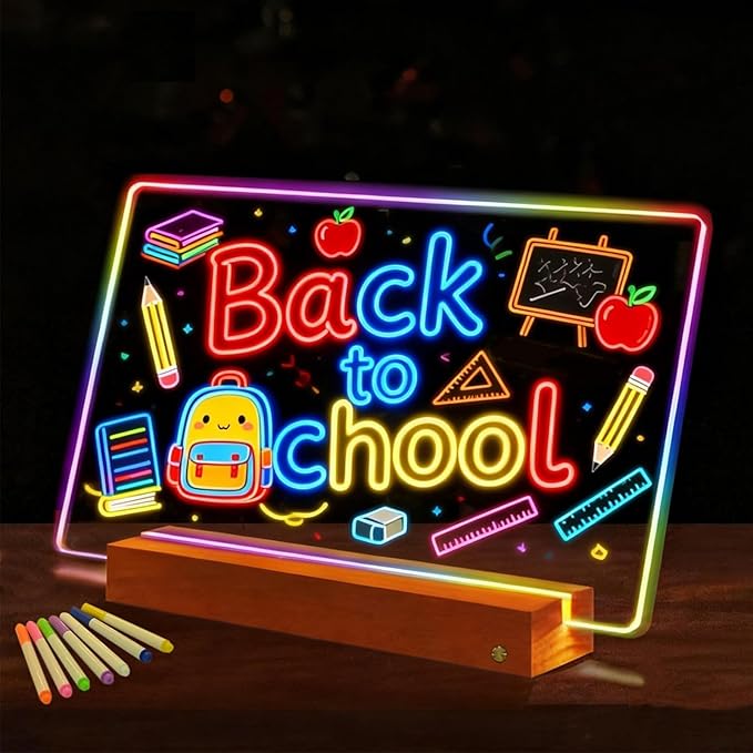 ARAGIT LED Drawing Board for Kids & Adults, Rechargeable Led Note Boards with Colors, Neon Glow Memo Light-Up Message with Stand as Night Light for Room/Store/Office/Valentine's Day/Gift