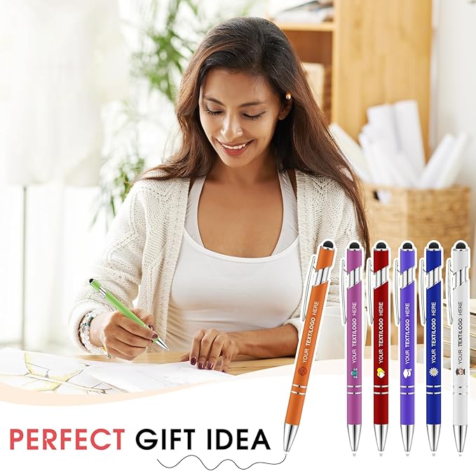 ENOMY Personalized Pens Bulk Free Engraved with Logo/Name/Message Black Ink Custom Pens Customized Stylus Ballpoint Pens Ideal Gifts for Business Anniversary (200)