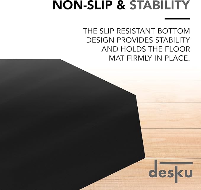 DESKU - Octagon Gaming Chair Mat, Computer and Office Chair Mat for Hard Floors, Black, 46 Inches x 49.5 Inches, Made in The USA