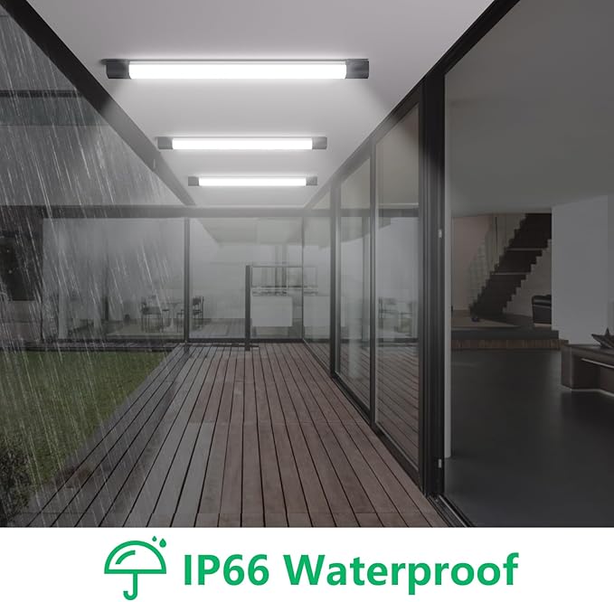 Modlicht Plug in Light 4FT 5000K Linkable LED Tube Shop Closet Under-Cabinet Utility Lights, IP66 Waterproof, Overhead Ceiling Workbench Light, LED Light Bar for Room Office Garage Shop Bathroom